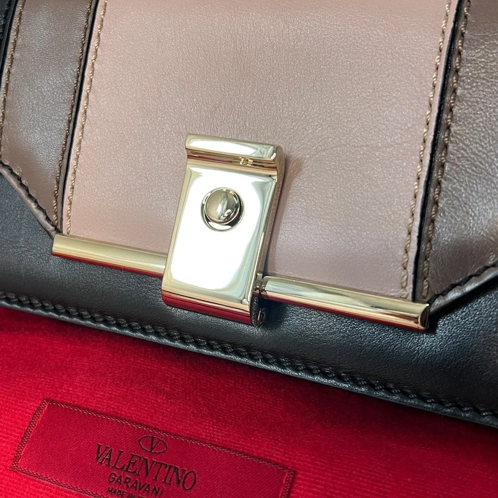 Valentino Garavani Colorblock Leather Shoulder Bag / Clutch w/ Box Dust Bag Tags
